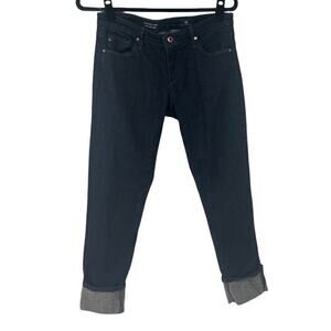 AG Adriano Goldschmied The Stevie Cuff Dark Wash‎ Slim Straight Cuffed Jeans